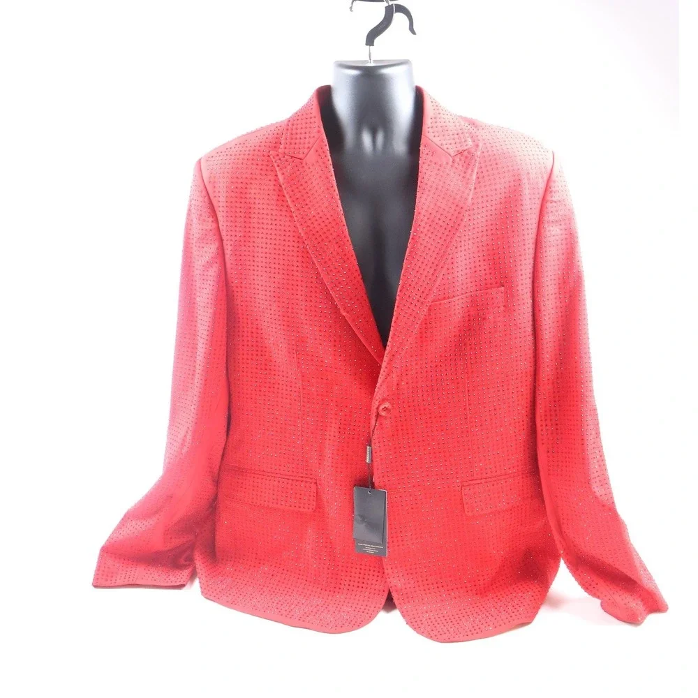 Red Rhinestone Embellished  Ferrucci Suit Set ST-30 50J 44P NWT